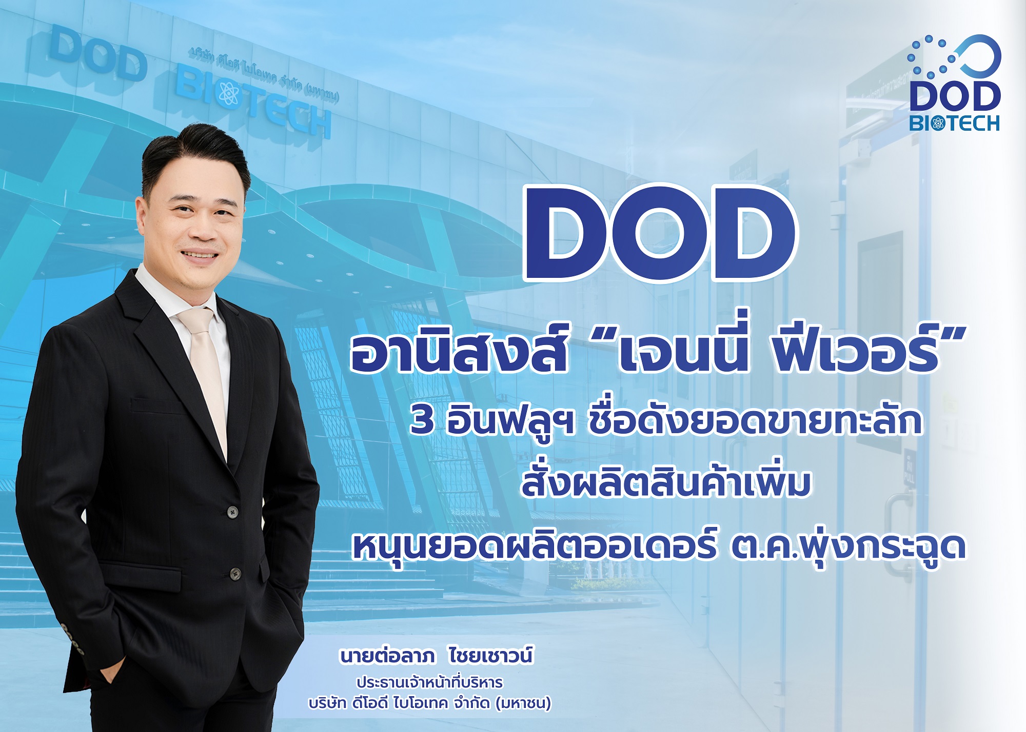 DOD อานิสงส์ “เจนนี่ ฟีเวอร์” 3 อินฟลูฯ ชื่อดังยอดขายทะลัก หนุนยอดผลิตออเดอร์ซ้ำเดือน ต.ค.พุ่งกระฉูด