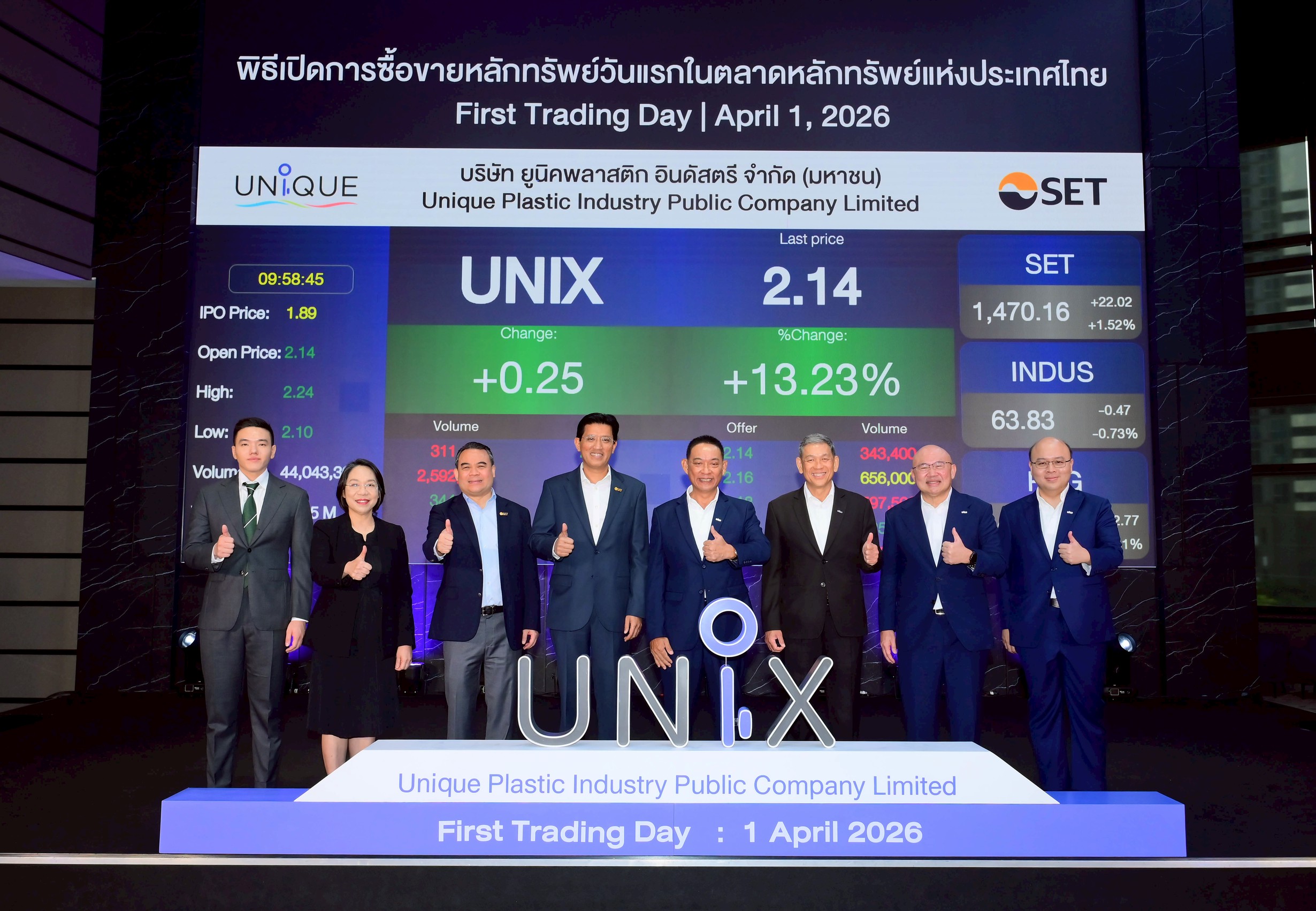 “UNIX”  เทรดวันแรกเหนือจอง 13.23% พร้อมลุยขยายกำลังผลิต เพิ่มศักยภาพการแข่งขัน